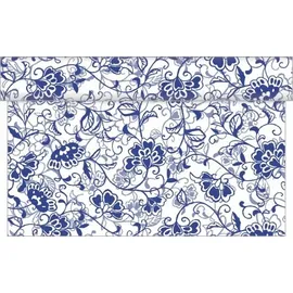 sovie HOME Tischläufer Liv in Blau aus Linclass® Airlaid, 40 cm x 4,80 m, 1 Stück - Floral Blumen