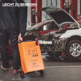 Wiltec Batterieladegerät 12V 24V Ladegerät und Starthilfe für Motorräder, Kfz, Lkw, Akkuladegerät Boost 430 mit Schnellladung