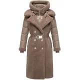 Navahoo Damen Langer Materialmix-Wintermantel warmer Plüschmantel aus angesagtem Materialmix und herausnehmbarem Einsatz mit Kapuze Kuscheltraum 14 Taupe Grey Gr. XL (42), beige Obermaterial 1: 100% Polyester. Obermaterial 2: 100% Nylon.