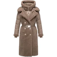 Navahoo Damen Langer Materialmix-Wintermantel warmer Plüschmantel aus angesagtem Materialmix und herausnehmbarem Einsatz mit Kapuze Kuscheltraum 14 Taupe Grey Gr. XL (42), beige Obermaterial 1: 100% Polyester. Obermaterial 2: 100% Nylon.