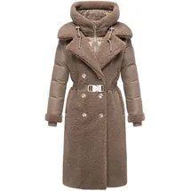Navahoo Damen Langer Materialmix-Wintermantel warmer Plüschmantel aus angesagtem Materialmix und herausnehmbarem Einsatz mit Kapuze Kuscheltraum 14 Taupe Grey Gr. XL (42), beige Obermaterial 1: 100% Polyester. Obermaterial 2: 100% Nylon.