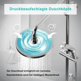 JOHO Edelstahl Duschsystem Duschset Duschstange Regenduschset mit ABS Kopfbrause D20cm