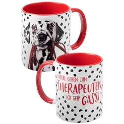 United Labels® Tasse Hunde Tasse – Dalmatiner Kaffeetasse Becher Keramik Weiß Rot 320 ml, Keramik rot