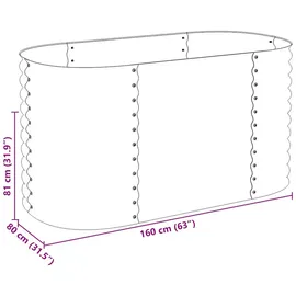 vidaXL Garten-Hochbeet verzinkter Stahl 160 x 80 x 81 cm Grau