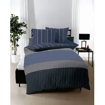 KAEPPEL Skyline Gestreift Blau 135 x 200 cm + 80 x 80 cm