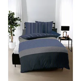 KAEPPEL Skyline Gestreift Blau 135 x 200 cm + 80 x 80 cm