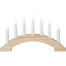 Star Trading Fensterleuchter Bea von Kerzenständer mit 7 Glühbirnen E10 warmweiß, Weihnachtsdeko aus Holz in Natur, Kabelschalter, Länge: 39 cm