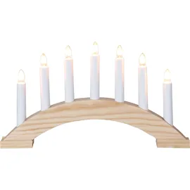 Star Trading Fensterleuchter Bea von Kerzenständer mit 7 Glühbirnen E10 warmweiß, Weihnachtsdeko aus Holz in Natur, Kabelschalter, Länge: 39 cm