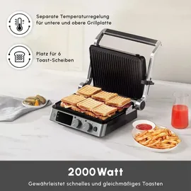 KARACA Compact Stahl Sear und Grill Inox 2008 Grillen und Toaster Sandwichtoaster & Kontaktgrill mit Schnellaufheizung, Temperaturregelung & Höhenverstellung, Tost Makinesi