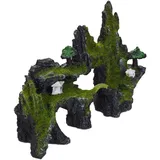 Relaxdays Aquarium Deko Felsen, Grün,Schwarz
