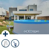 CF GROUP DEUTSCHLAND GMBH Stahlwandpool Set rund Athen 300x90cm, Stahl 0,3mm weiß, Folie 0,2mm blau EINHEITSGRÖSSE