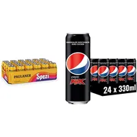 Paulaner Spezi, 24er Dosentray, EINWEG (24 x 0,33l) & Pepsi Max, Das zuckerfreie Erfrischungsgetränk von Pepsi ohne Kalorien, Koffeinhaltige Cola in der Dose, EINWEG Dose (24 x 0,33 l)