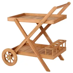 Mr. Deko Teakholz Outdoor Garten Servierwagen mit Rollen - bene living - Chester