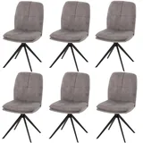 Mendler 6er-Set Esszimmerstuhl HWC-M68, Küchenstuhl Lehnstuhl, drehbar Auto-Position, Metall Stoff/Textil ~ grau