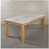 MAGNA Atelier Esstisch VALENCIA mit Marmor Tischplatte, Küchentisch, Unikat, nachhaltig, Naturstein, Oak Wood, 200x100x75cm weiß