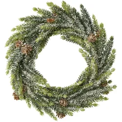 CREATIV green künstliche Pflanze Fichtenkranz mit Schnee, 25 cm, schnee, 4er Set