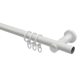 Interdeco GARDINENSTANGE Platon Luino 240 cm (geteilt in 2 x 120 cm), 1-läufig, 20 mm Ø Weiß