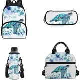 xixirimido 4-teiliges Kinder-Schulrucksack-Set, Lunchbox, Flaschenträger für Jungen und Mädchen, schildkröte, Einheitsgröße, Lässiger Tagesrucksack