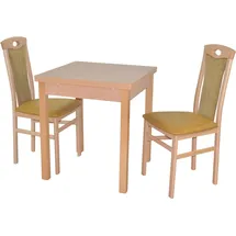 Hofmann Living And More Essgruppe "3tlg. Tischgruppe", gelb (buche, nachbildung, gelb, buche, nachbildung), B:45cm H:95cm T:48cm, FSC-zertifiziertes Massivholz, HOFMANN LIVING AND MORE, Sitzmöbel-Sets, Essgruppe, Stühle montiert