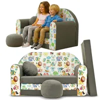 TUPPI Kindersofa mit Schlaffunktion 168x98 cm - Kindersofa Ausklappbar - Kinder Sofa für Kinderzimmer - Samtweicher Velours - 4-teilig inkl. Kissen & Puff