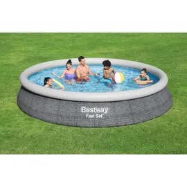 BESTWAY Fast Set Aufstellpool ⌀ 457 x 84 cm Grau inkl. Filterpumpe