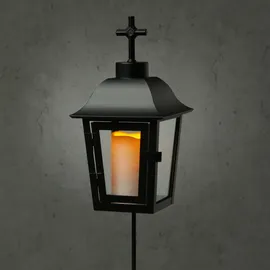 MARELIDA Grablaterne mit Mini LED Kerze - Grablampe mit 2 wechselbaren Spitzen/Erdspieß -...