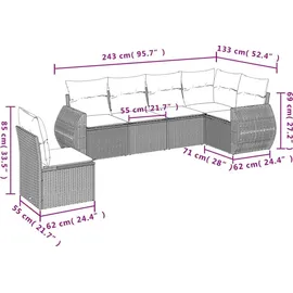 vidaXL Gartensofa-Set mit Kissen, grau, Polyrattan