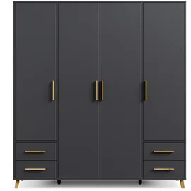 Rauch Drehtürenschrank Shinjo - 187x53x203cm - grau - Holz