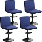 HuaLiSiJi Stretch Barhocker Stuhlhussen Bezüge Bezug Barhocker mit Lehne Samt Bar Stuhlhussen, Luxuriöser Stoff,Einer Weichen Textur, Dehnbar Knitterfrei Waschbar Staubdicht (4, Navy Blau)