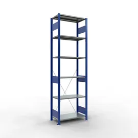 Schulte Lagertechnik Fachbodenregal Metall 2500 x 750 x 400 mm enzianblau/verzinkt 6 Fachböden