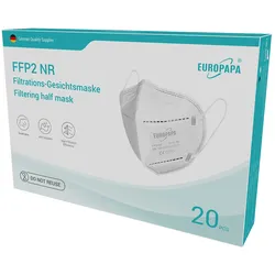 EUROPAPA 20x FFP2 Weiss Atemschutzmaske 5-Lagen Staubschutzmasken einzeln Verpackt