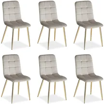 Homestyle4u Esszimmerstuhl Samt Beige/Grau 6er Set