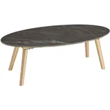 Tectake tectake® Ovaler Couchtisch, Marmoroptik, wetterfest, 100 x 50 x 34,5 cm