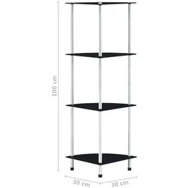 vidaXL Regal mit 4 Ablagen Schwarz 30x30x100 cm Hartglas