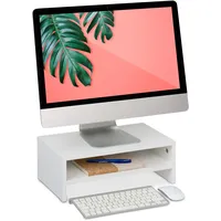 Relaxdays Monitorständer mit Fach, Bildschirmerhöhung für Schreibtisch, HBT: 14