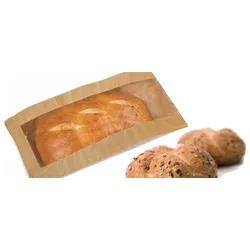 VEPATIM 1000x Papierfaltenbeutel für Brotlaib rund 26 + 7 x 40 cm mit Fenster 19cm