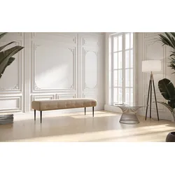 2,5-Sitzer PLACES OF STYLE "Amber", beige, B:139cm H:52cm T:54cm, 100% Polyester, Sofas, mit Knopfheftung,in verschieden Stoffarten