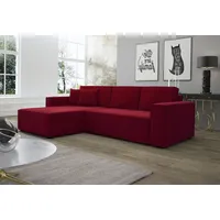 Fun Möbel Ecksofa Schlafsofa Sofa CONOR PREMIUM Stoff Kronos Bordeauxrot Ottomane Links