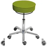 Proregal Drehhocker Indianapolis High | Sitzhöhe 54-72cm | Ø 53cm | Tragfähigkeit 110kg | Kunstleder-Sitz | Aluminium-Fußkreuz mit Rollen | Limone