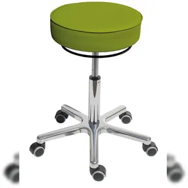 Proregal Drehhocker Indianapolis High | Sitzhöhe 54-72cm | Ø 53cm | Tragfähigkeit 110kg | Kunstleder-Sitz | Aluminium-Fußkreuz mit Rollen | Limone