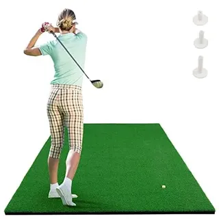 Costway 150 x 100cm Golf Abschlagmatte inkl. 3 Gummi-Tees, Golfmatte mit 2 Abschlagpositionen, für Indoor und Outdoor, Grün