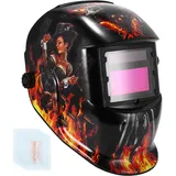 Schweißhelm Automatik, Solarbetriebene Schweißhelm mit Automatischer Verdunkelung,Verstellbarer und Bequemer Schweißmaske Schattierungsbereich 9–13,Geeignet für Wig,MIG,ARC,Schweißen(Rote Flamme)