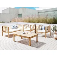 Beliani Gartenmöbel Set 4-Teilig Hellbraun Akazienholz 4-Sitzer mit Auflagen