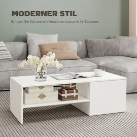 Homcom Couchtisch Weiß Spanplatte 110 x 52 x 36 cm
