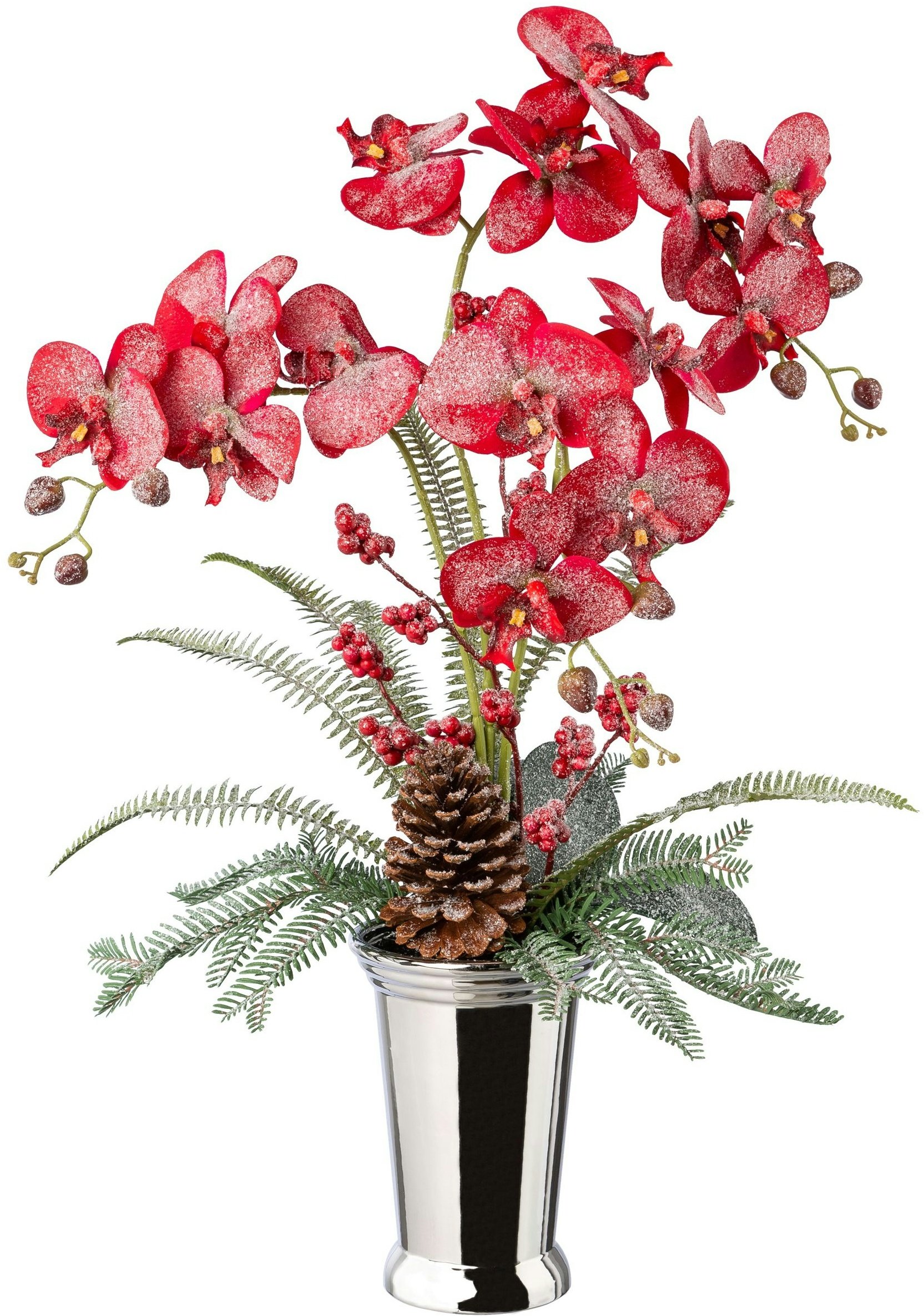 CREATIV green künstliche Pflanze Phalaenopsisgesteck in Keramikvase, 70 cm, rot