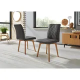 Home Affaire Esszimmerstuhl HOME AFFAIRE "Brest", grau (anthrazit, eiche natur geölt), B:47cm H:88cm T:66cm, Polyester, Stühle, Esszimmerstuhl, Gestell aus Eiche Massivholz geölt