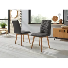 Home Affaire Esszimmerstuhl HOME AFFAIRE "Brest", grau (anthrazit, eiche natur geölt), B:47cm H:88cm T:66cm, Polyester, Stühle, Esszimmerstuhl, Gestell aus Eiche Massivholz geölt