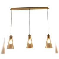 Fabas Luce Dafne 3-flg. 40W 60 cm rund Messing satiniert/Amber