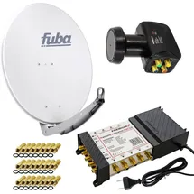 PremiumX Satelliten-Komplettanlage Fuba DAA 780 G Satellitenschüssel Alu Grau 5/8 Multischalter LNB F-Stecker, 1 SAT 8 Teilnehmer