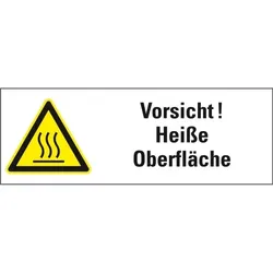 Schild I Warn-Kombischild Vorsicht! Heiße Oberfläche, Kunststoff, 210x74mm